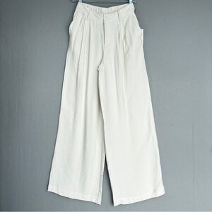 A NEW‎ DAY High Rise Wide Leg Gauze Trouser 0 Cream Pleated Drapey Lightweight